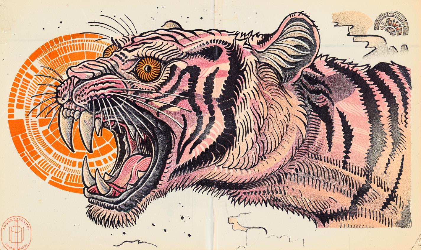 tiger  drawing  profile  snarling  Todd-McFarlane  dynamic  vivid  wildlife  illustration  ferocious 934244