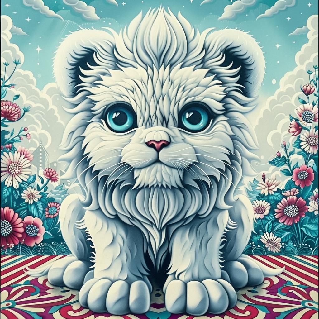 lion  kawaii  blue  eyes  animal  cute  white  background  illustration  feline 1033975