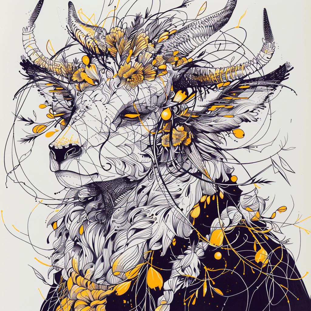 mythical  creature  hybrid  animal  fantasy  goat  flowers  unique  exploration  drawing 953106