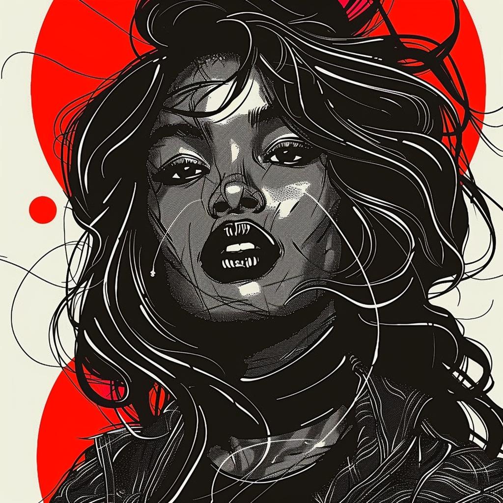 Pop Art  Viola  Davis  African-American  model  long hair  red  illustration  white background  Troy Brooks 938986