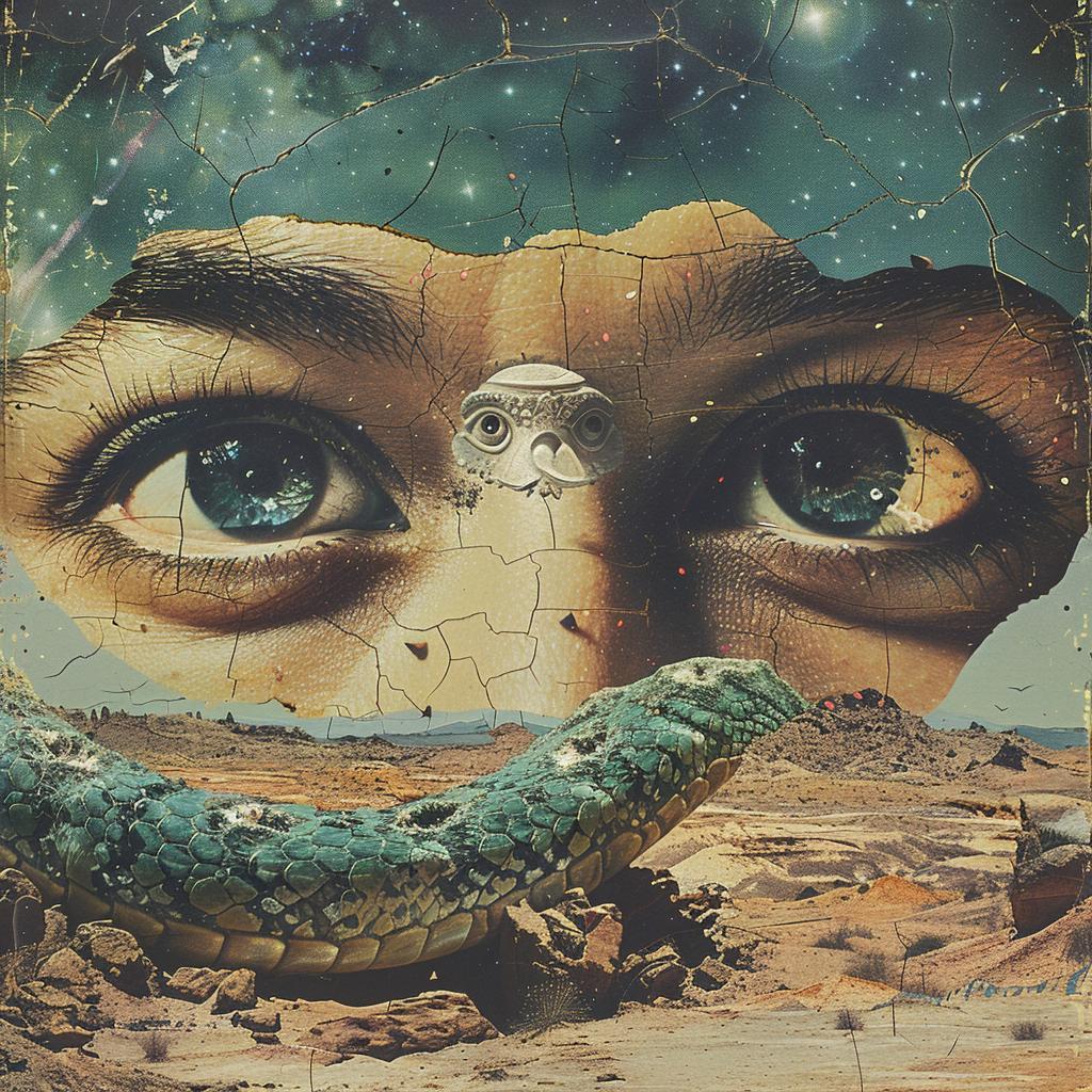 surreal  album  cover  Ron  English  collage  eye  snake  desert  creative 960373