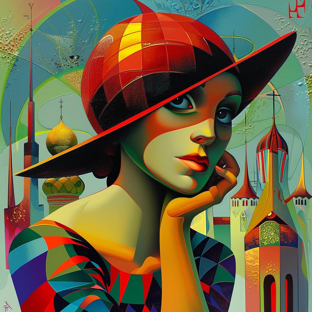 woman  hat  city  background  painting  art  Georgy  Kurasov  urban  portrait 966194