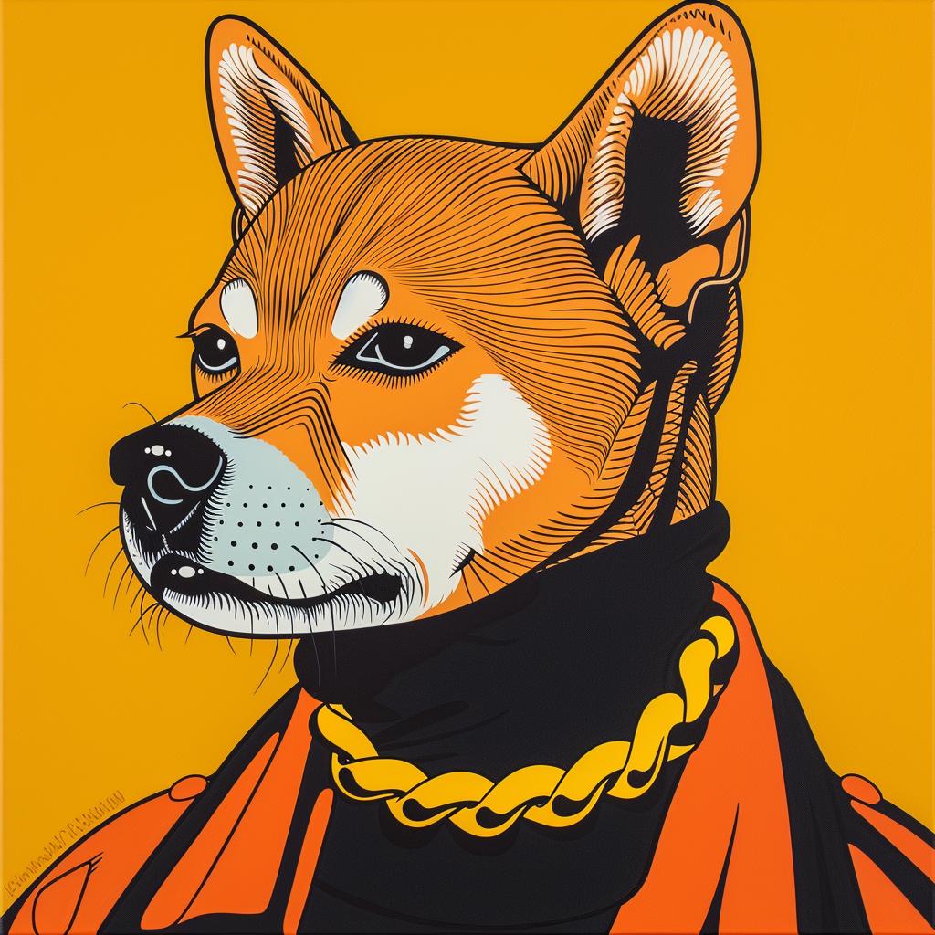 Shiba Inu  dog  jacket  chain  pet  cute  fashion  animal  vibrant  illustration 1022389