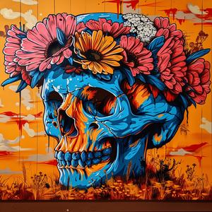 colorful  skull  flowers  surreal  natural  bizarre  art  symbolic  vivid  nature 1036700