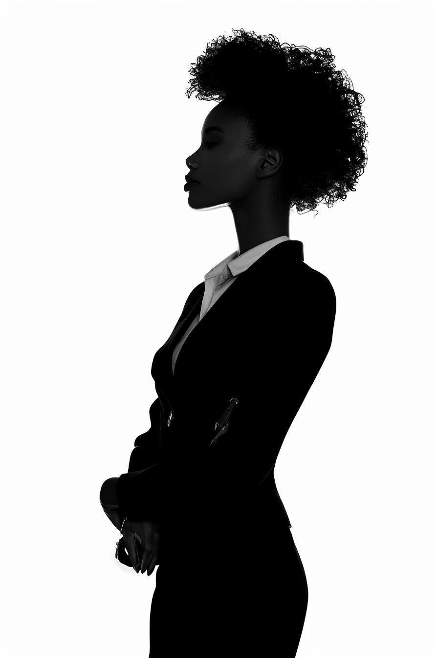 woman  business  attire  African-American  silhouette  white  background  vector  afro  SVG 954317