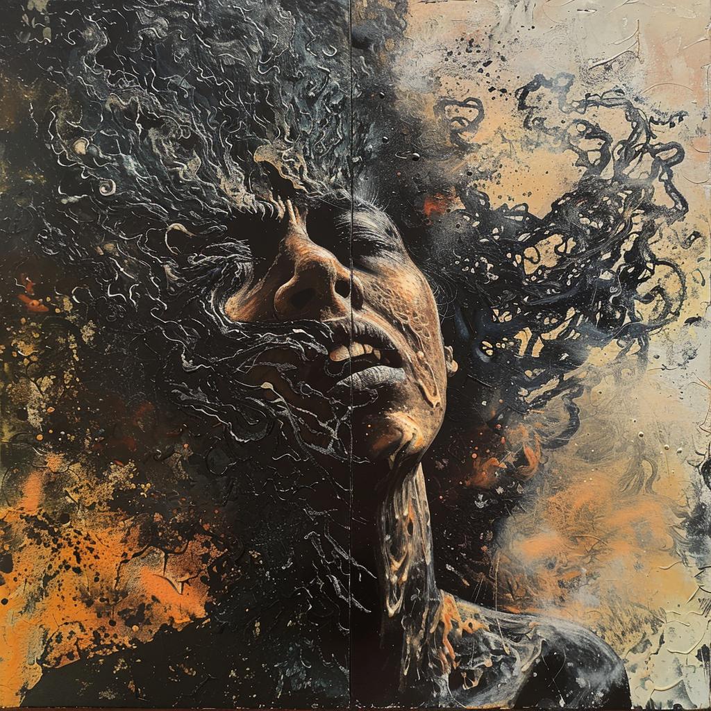 woman  hair  wind  surreal  hyper-realistic  screenprinting  Affandi  encaustic  dynamic  painting 959985