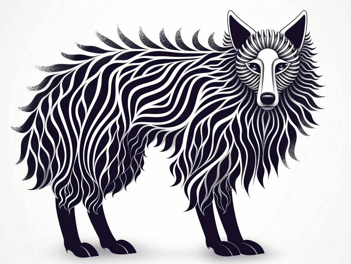 hybrid  wolf  sheep  body  full  character  tail  stylized  animal  standing 1027561