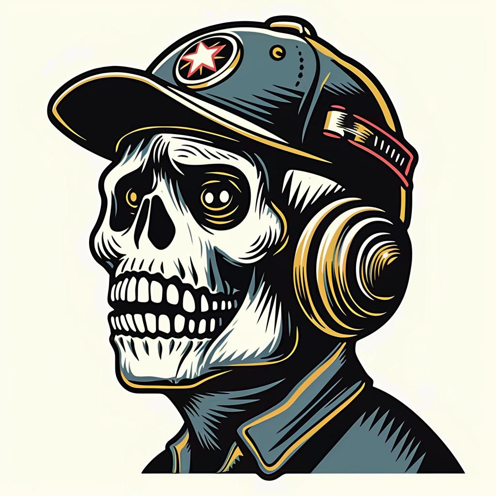 skull  headphones  hat  graphic  illustration  design  stylized  minimal  emblem  black 1032900