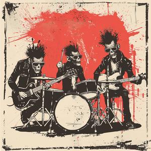 punk  band  guitarist  drummer  block  printing  4K  grunge  background  performance 1077116