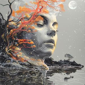 woman  trees  water  nature  chromolithography  artistic  serene  portrait  organic  dreamy 1039399