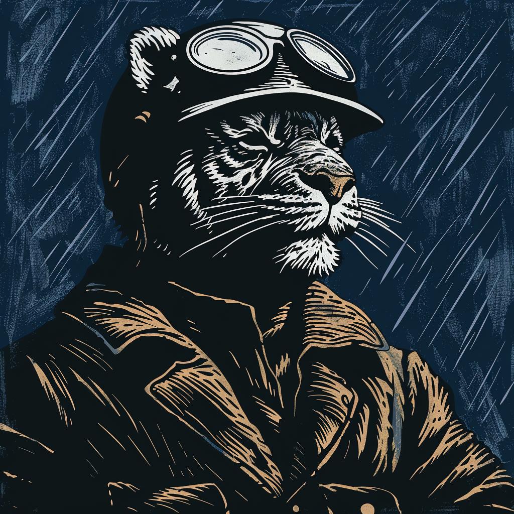 tiger  helmet  motorcycle  illustration  adventure  whimsical  anthropomorphic  fun  design  bold 1026012