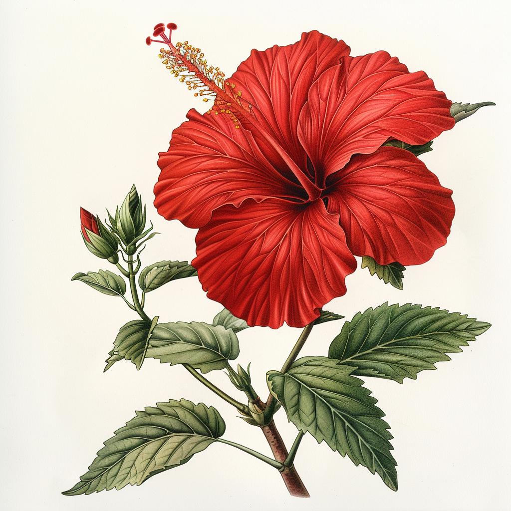 botanical  hibiscus  flower  red  illustration  Codex  drawing  nature  white  art 971405