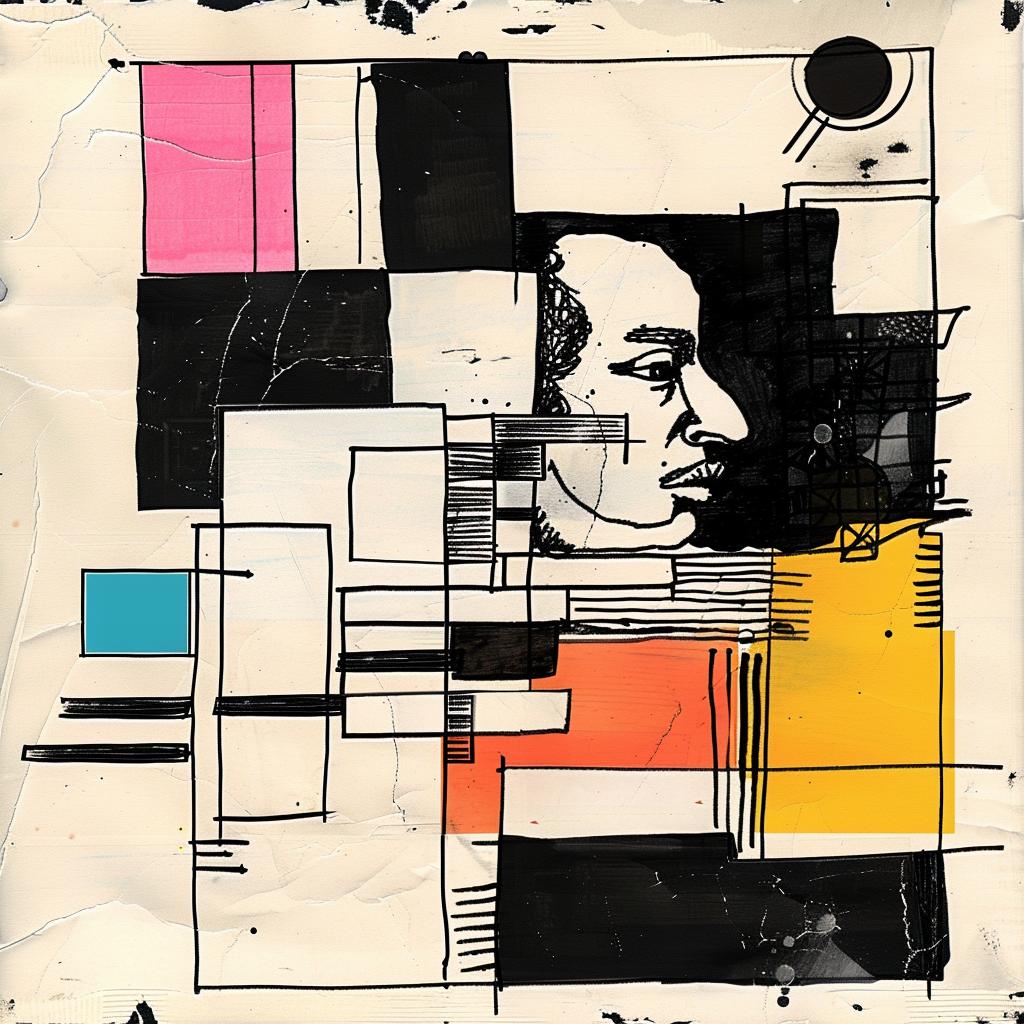 album  cover  collage  Rauschenberg  synthwave  1980s  man  face  poster  art 919739