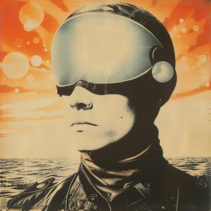 man  helmet  poster  chromolithography  stylized  graphic  modern  science-fiction  visual  artistic 1039952