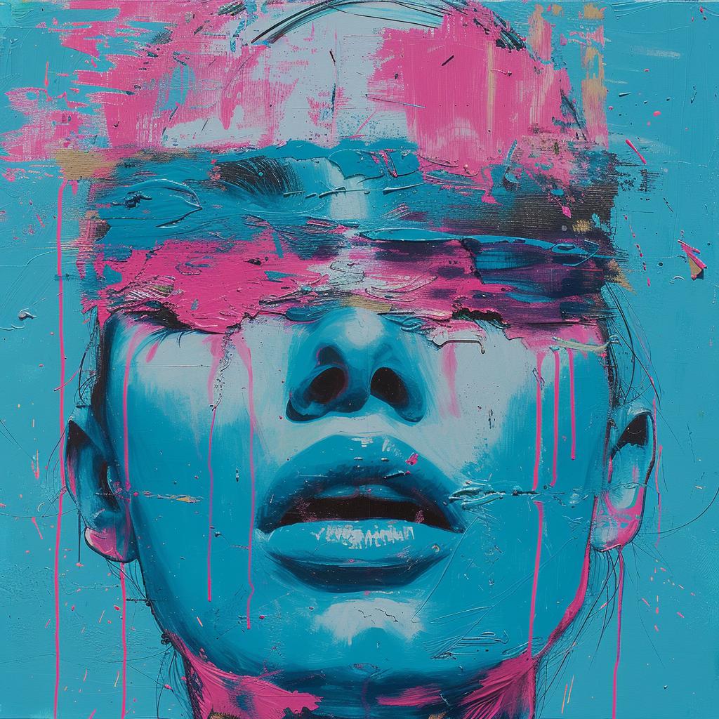 surreal  album  cover  hyper-realistic  screenprinting  Martin  Whatson  encaustic  woman  paint 960035