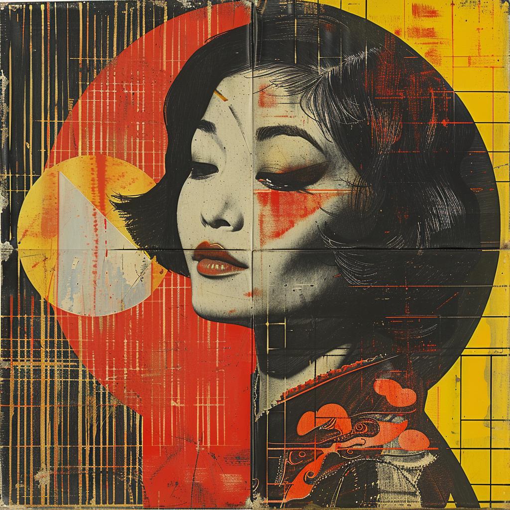 asian  woman  pop  art  graphic  bold  red  eyes  illustration  visual 1019735