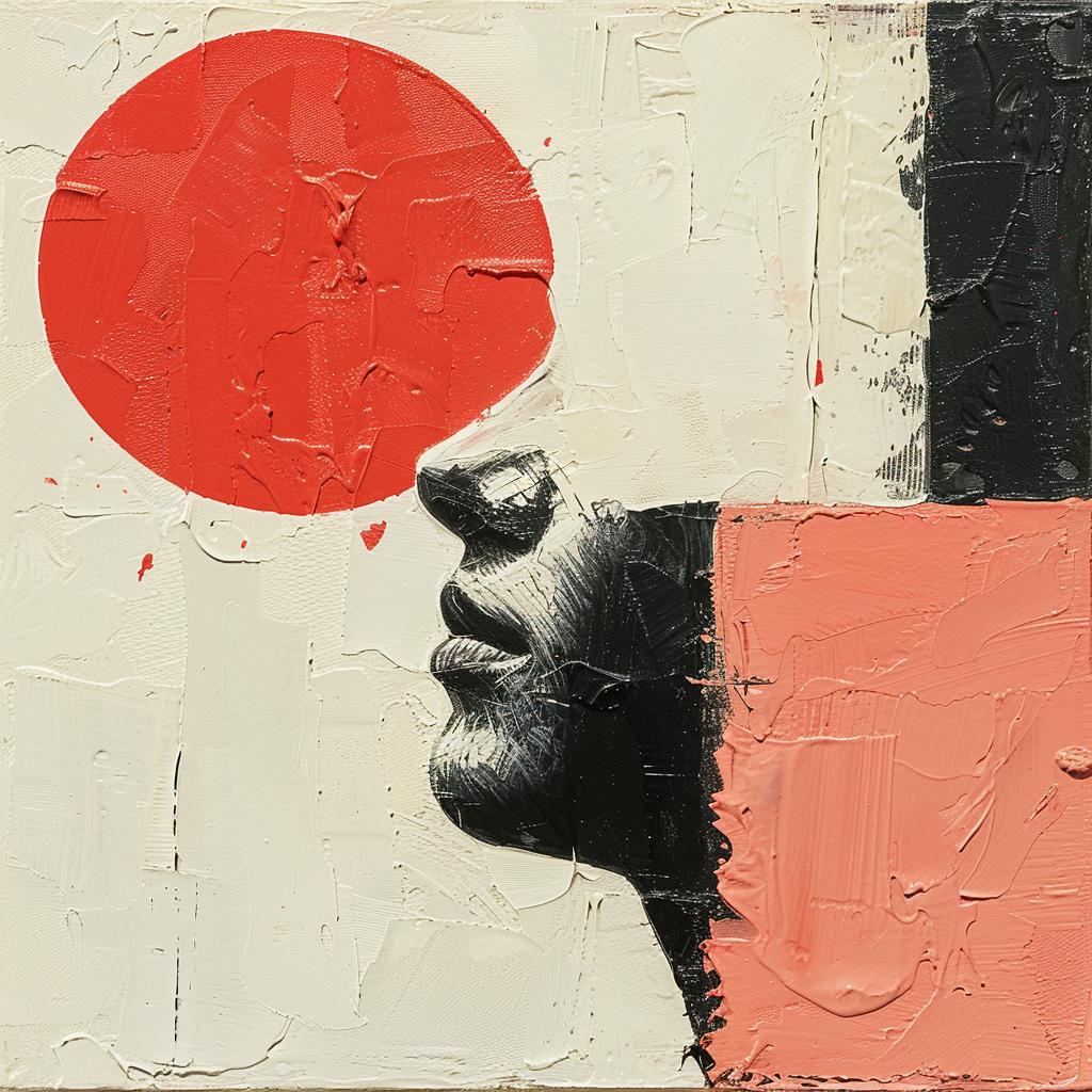 album  cover  1980s  impasto  palette  knife  woman  red  sun  background 963790
