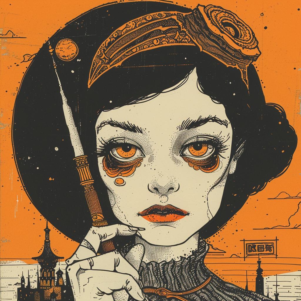 surreal  occult  dark  arts  woman  knife  orange  creative  imagery  poster 928818