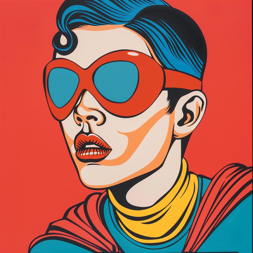 نظارات شمسية نسائية بطلة خارقة من فن البوب، رسم توضيحي ملون، تصميم شخصية ديناميكية 1024125