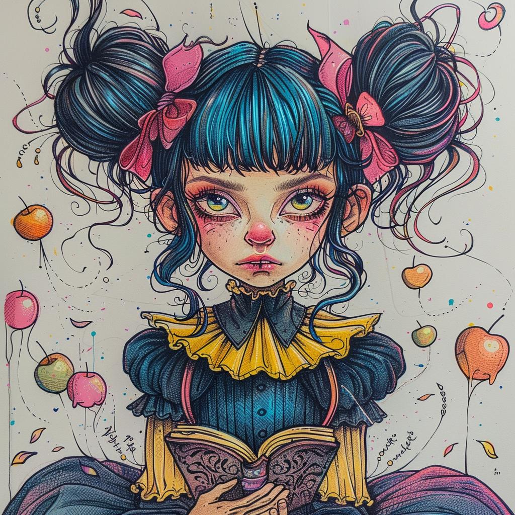 girl  blue  hair  book  dark  occult  naturalistic  spiritual  imaginative  art 924737