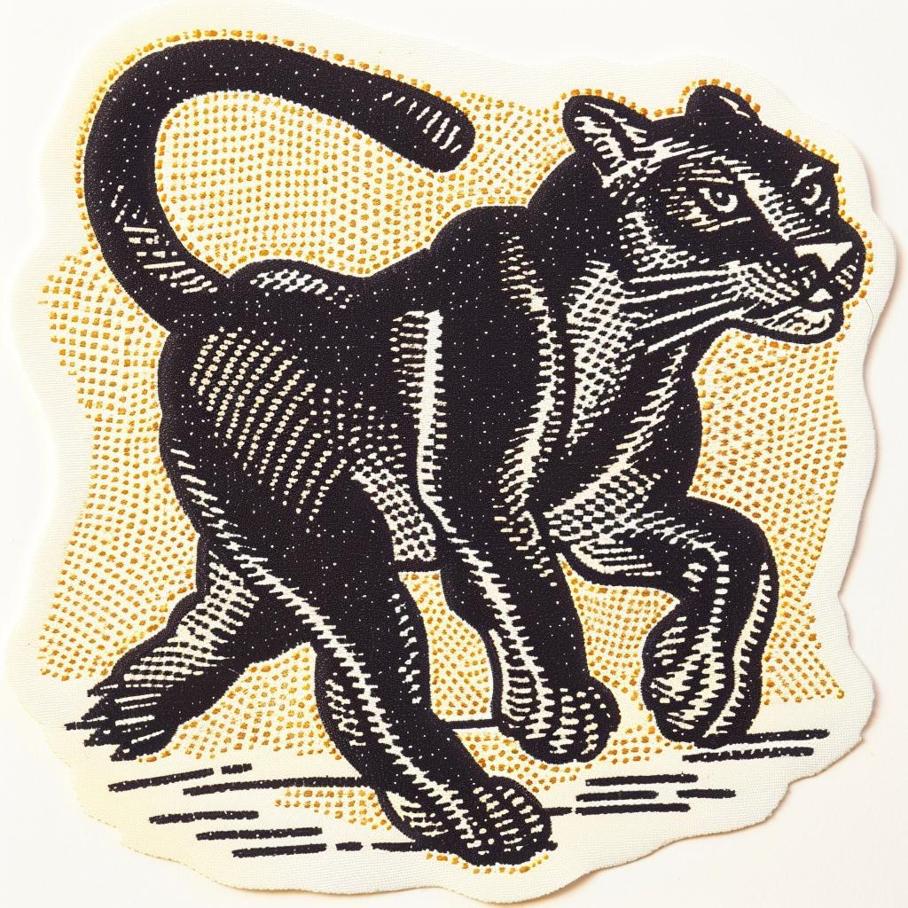 sticker  black  cat  gold  dots  patch  anatomical  agility  strength  design 961055