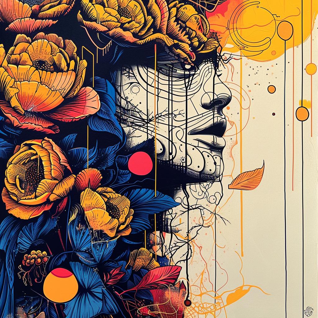 woman  flowers  encaustic  impasto  palette-knife  art  Picasso  Noma Bar  figurative  vibrant 947881