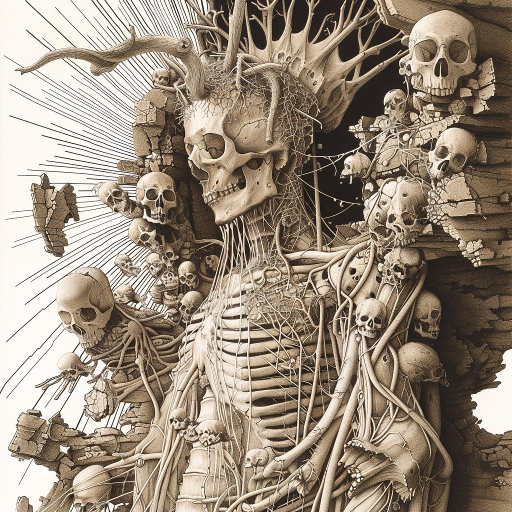 drawing  skeleton  surrounded  dark  occult  provocative  spiritual  naturalistic  art  terror 935599
