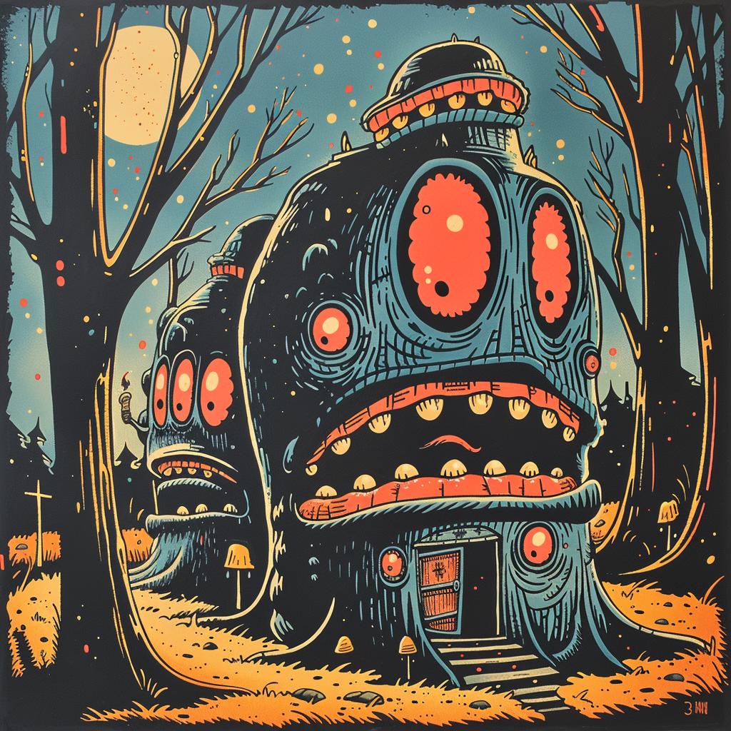 poster  monster  woods  occult  spiritual  style  dark  graphic  art  visual 930586
