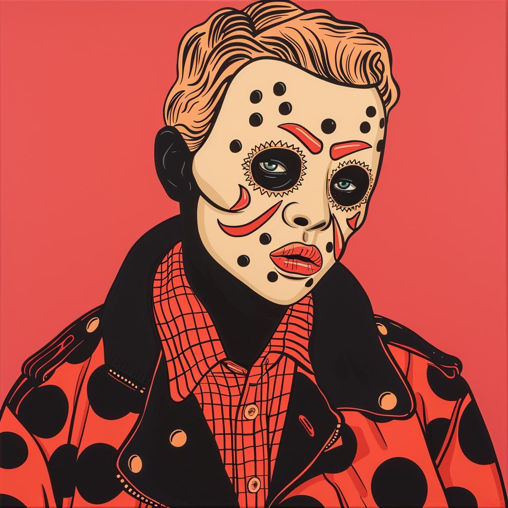 لوحة فنية لوجه جيسون فورهيس بنقاط البولكا، فيلم رعب رقم 973164