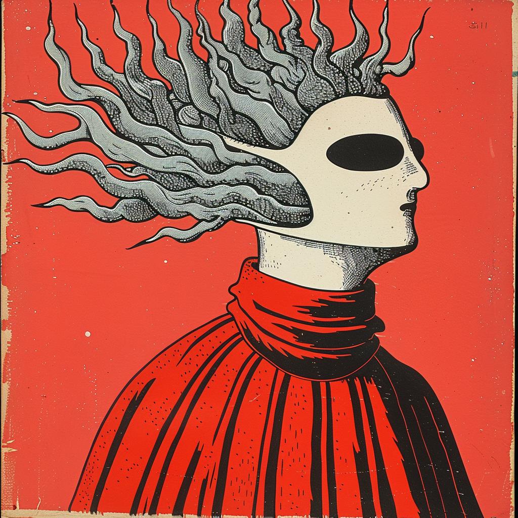 surreal  album  hyper-realistic  screenprinting  Agostino  Arrivabene  poster  creative  man  hair 922035
