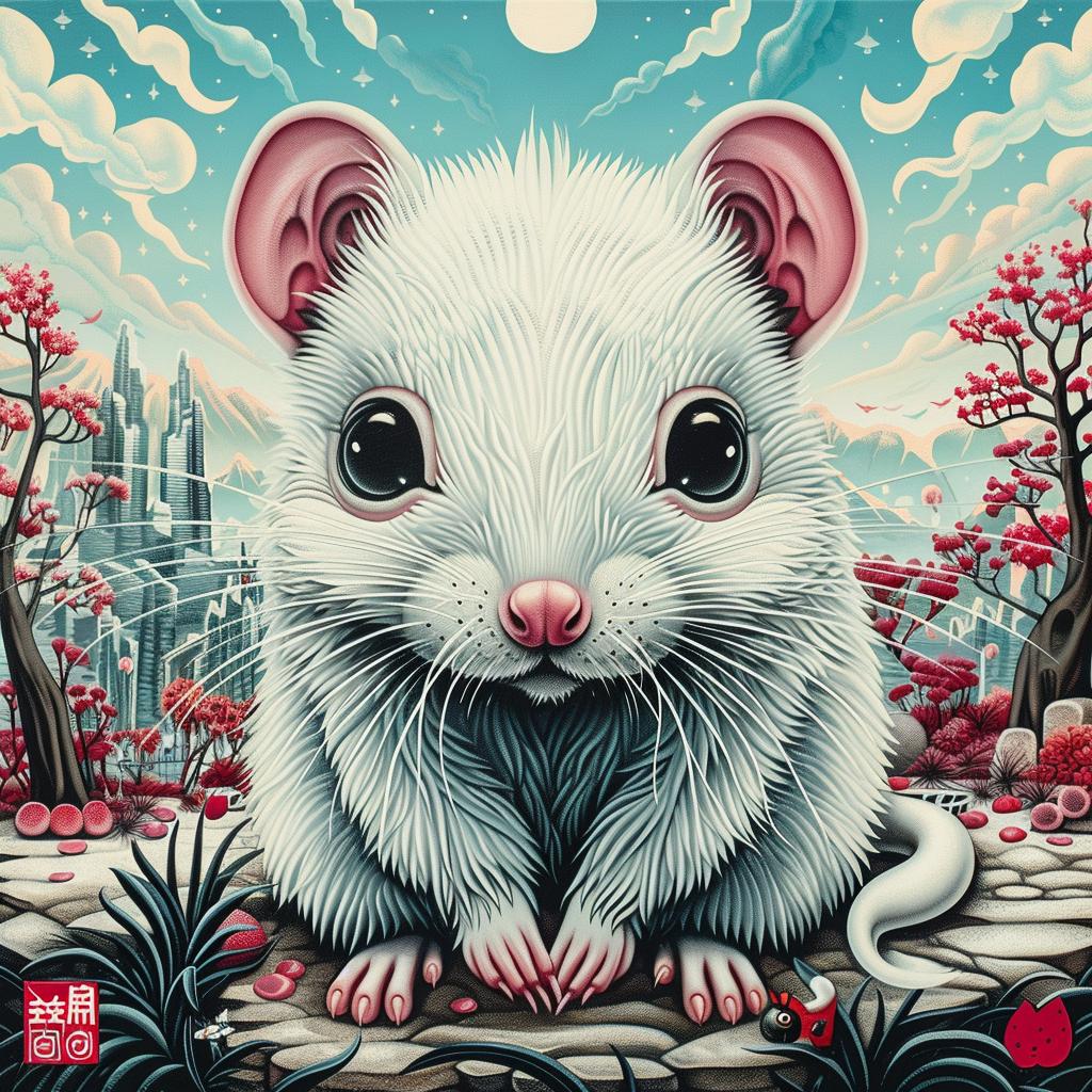 skunk  oversized  kawaii  white  background  mouse  cute  animal  art  painting 1033704