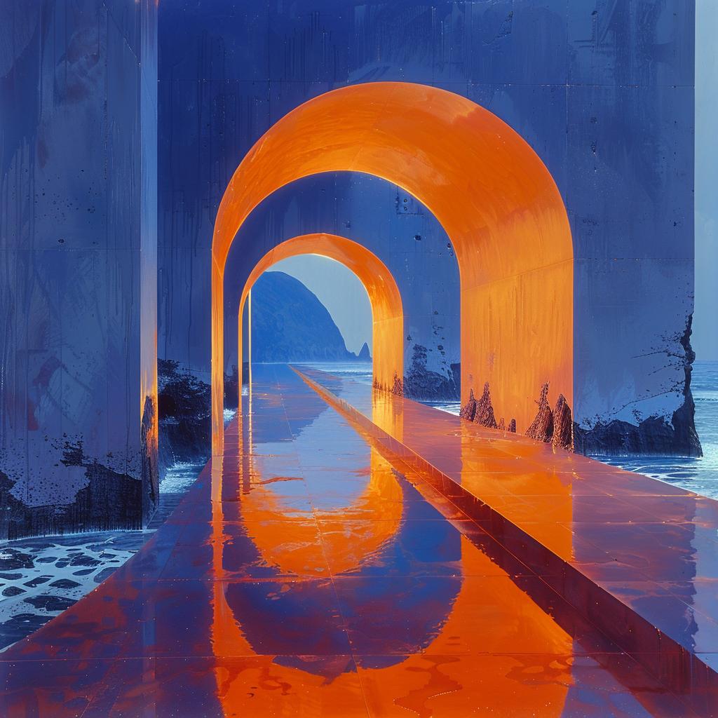 blue  orange  double  exposure  sci-fi  surreal  futuristic  volumetric  light  glow 1031147