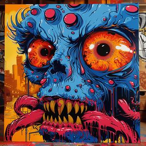 horror  monster  eyes  red  orange  intense  japanese  illustration  vivid  grotesque 1036677