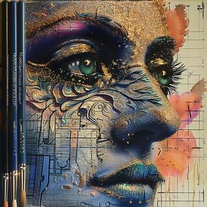 رسم لامع لامرأة ذات عيون زرقاء تصميم فني ملون صورة جمال 1054773