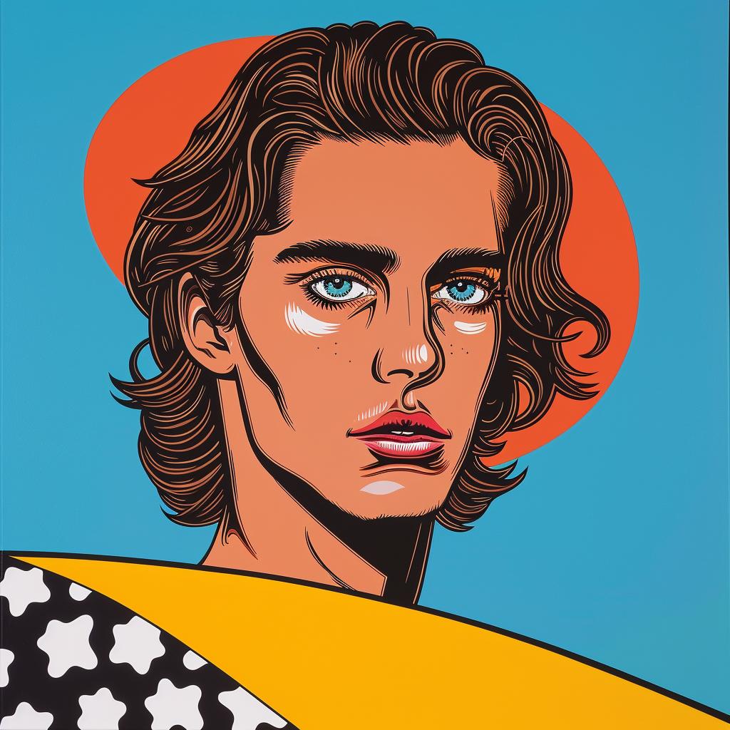راكب أمواج، رسم، شعر طويل، عيون زرقاء، رجل شاطئ، غير رسمي، 1023969
