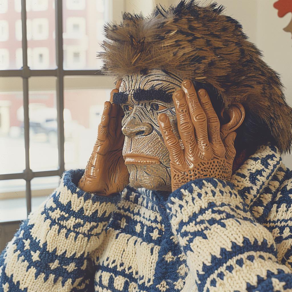 man  monkey  costume  humor  whimsical  character  artistic  portrait  conceptual  playful 962645