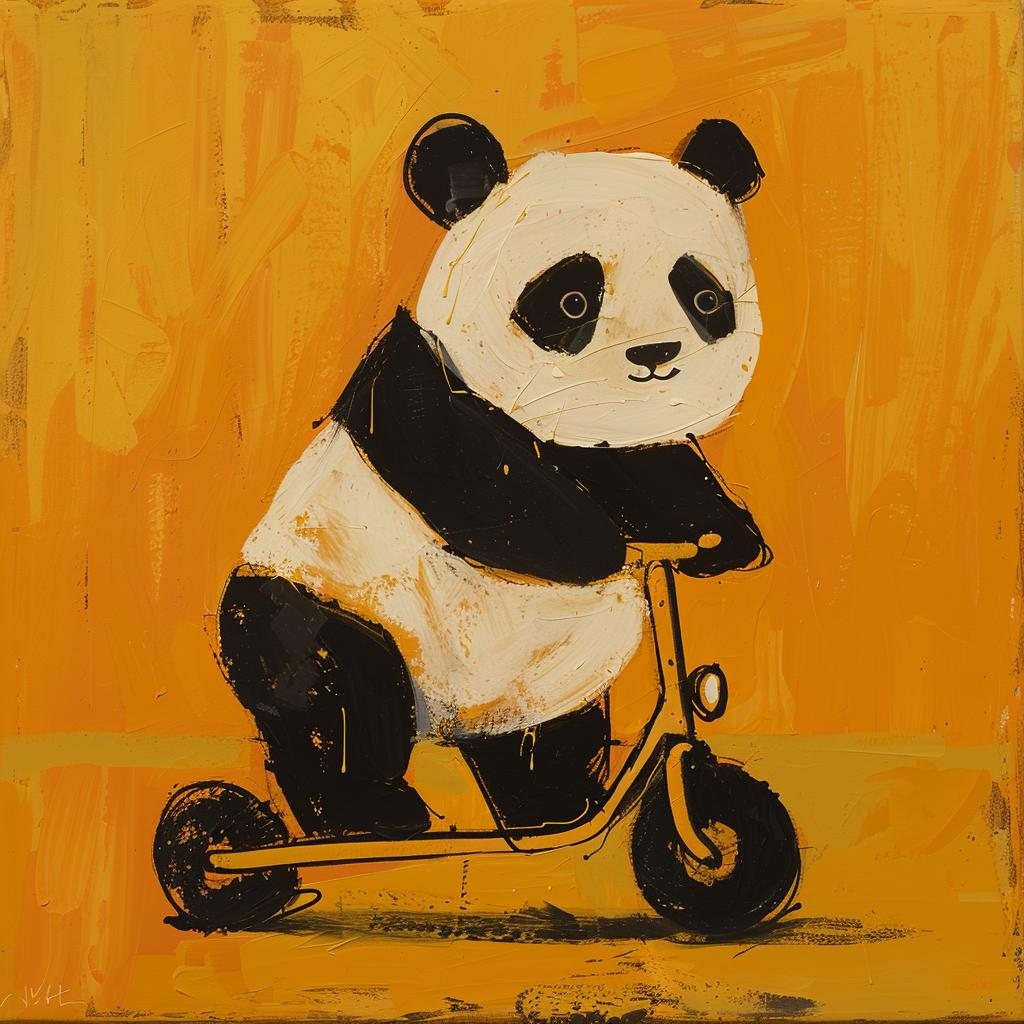 panda  scooter  cute  illustration  character  whimsical  playful  animal  Allie Brosh  urban 1021867