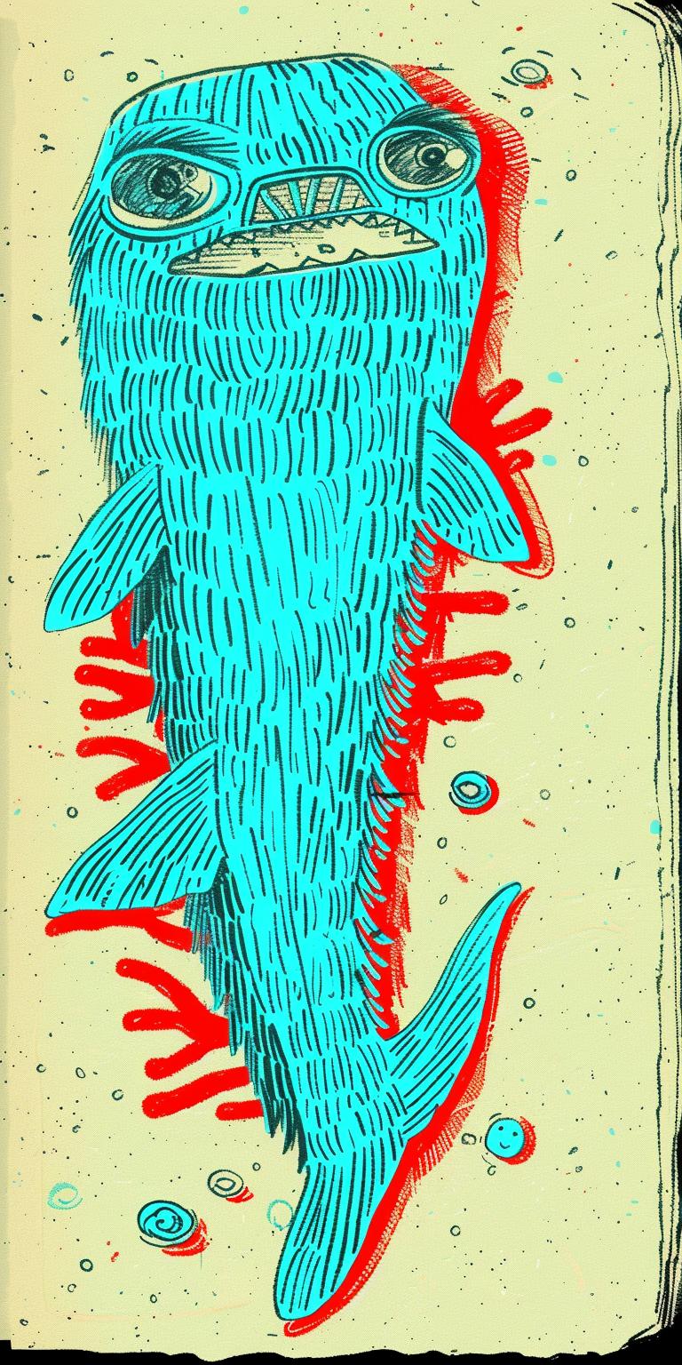 shark  underwater  coral  red  blue  drawing  marine  wildlife  vibrant  ocean 940441