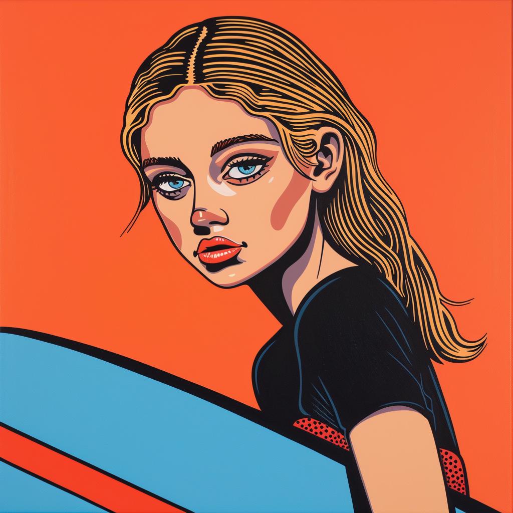 surfer  girl  surfboard  orange  background  beach  summer  youth  fun  vibrant 1023966
