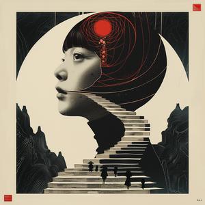 album  cover  surreal  poster  woman  design  black  red  symbolist  risograph 1077629