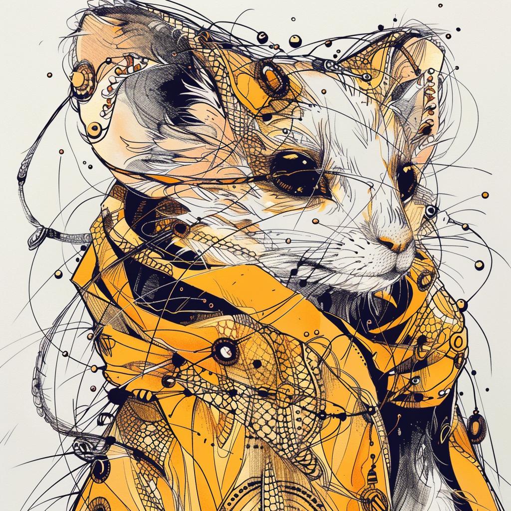 mouse  drawing  yellow  scarf  fantastical  mythical  creature  rodentia  hybrid  unique 952647