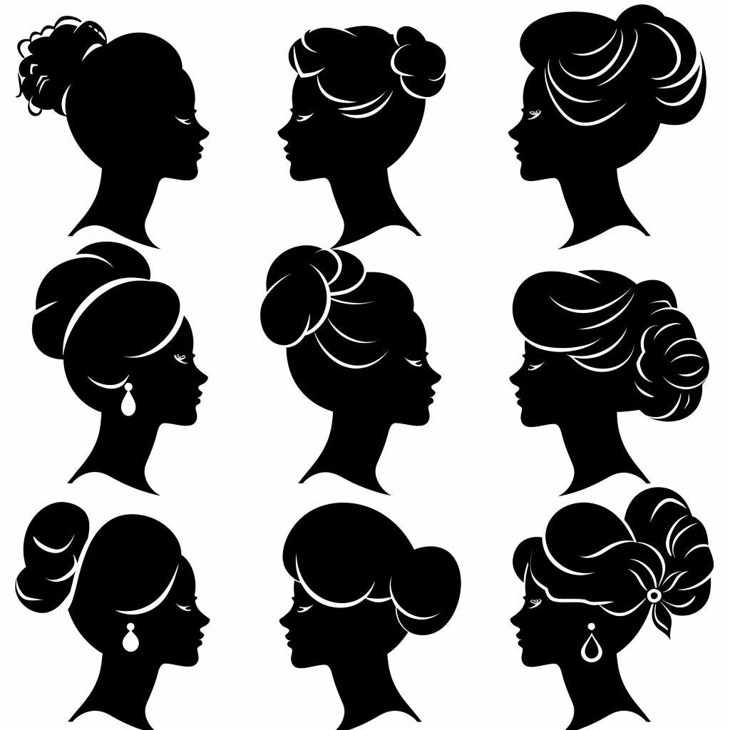 silhouette  hair  women  black  white  profile  vector  svg  styles  sheet 953375