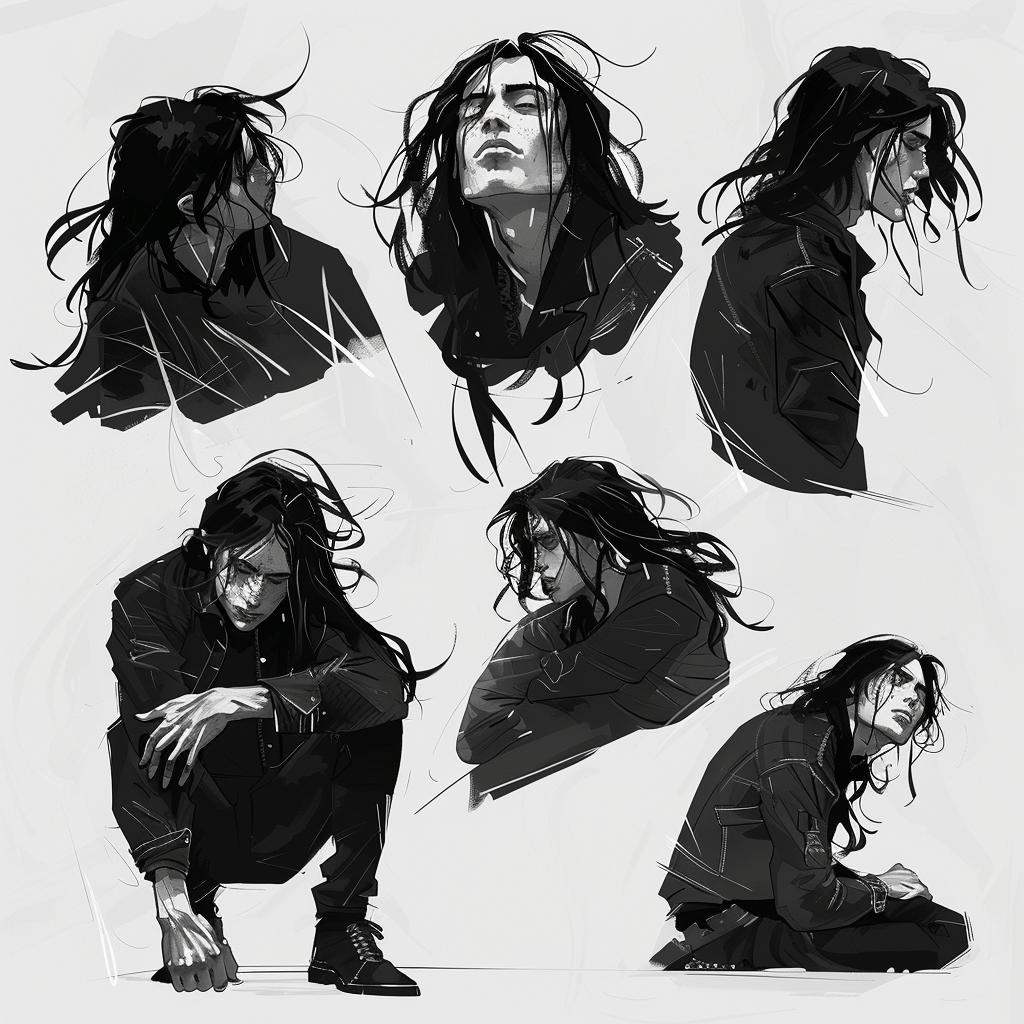 male  longhair  poses  character  Gorillaz  artstyle  sketches  illustration  expressive  music 960174