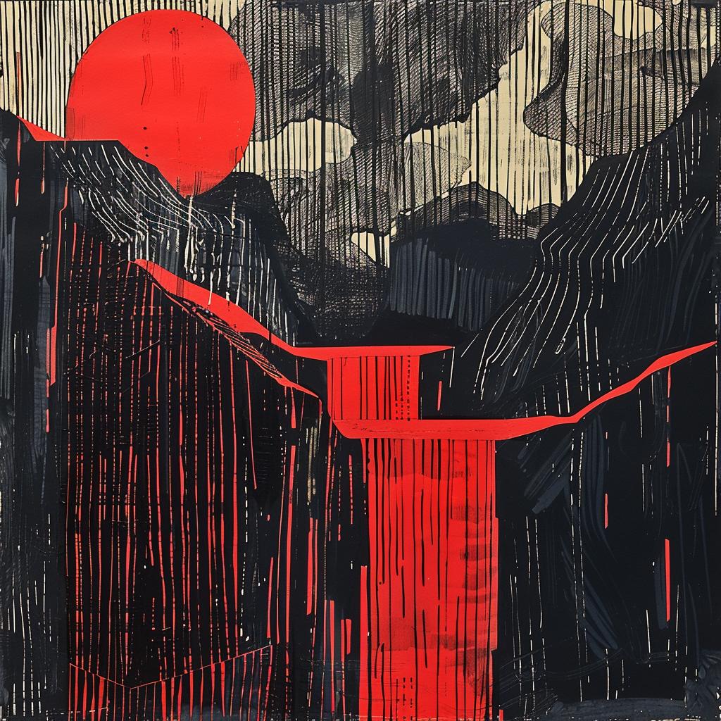 خطوط الرسم الأحمر والأسود التسعينيات موسيقى الروك والمعادن الثقيلة الملونة التجريدية 936467