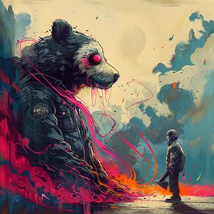 رسم توضيحي لرجل باندا، تصميم طبيعي ياباني، واقعي، عتيق، رقم 1039341