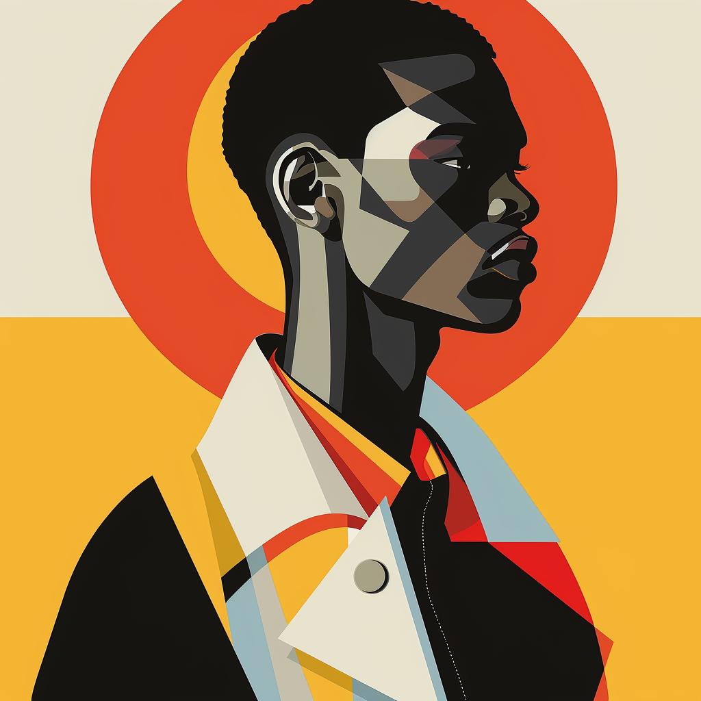 portrait  man  black  suit  elegance  geometric  minimalist  stylish  modern  artwork 929304