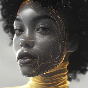 امرأة ذات خط أصفر، وجه فني، لون، صورة، أنيقة، حديثة، تجريدية، 1039332