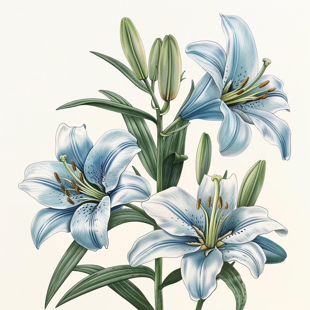 lilies  illustration  blue  white  floral  botanical  art  design  nature  clean 971756