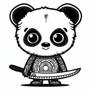panda  knife  cute  bear  cartoon  animal  playful  whimsical  character  illustration 1070942