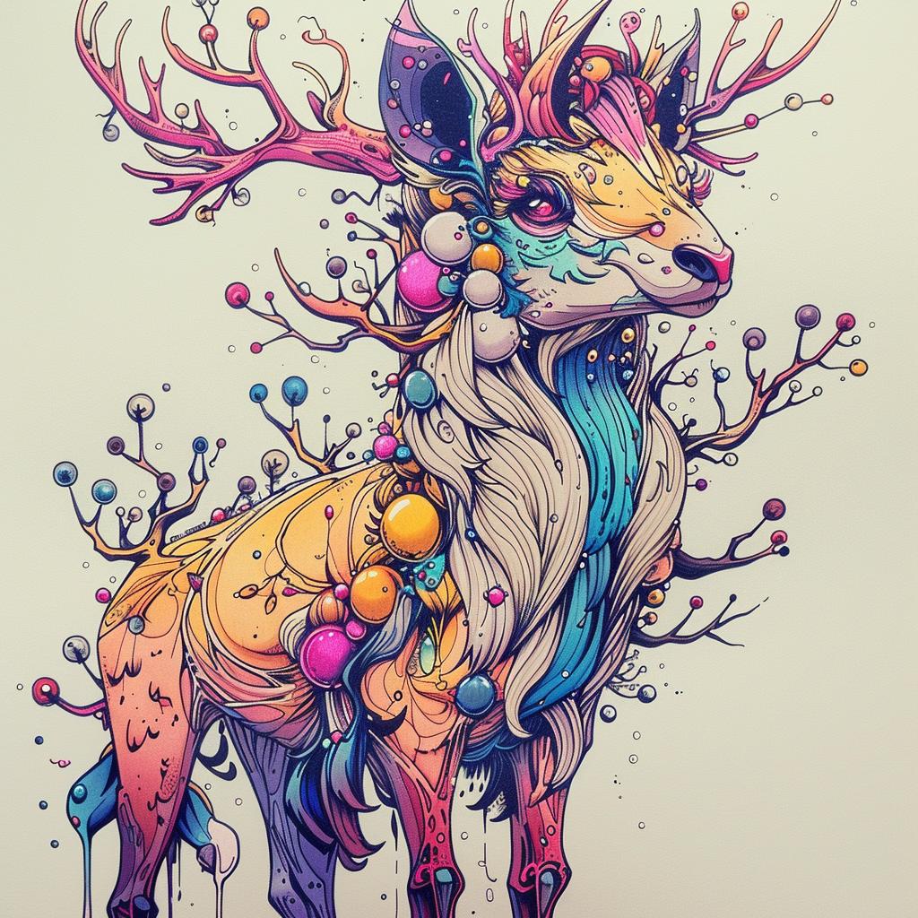 deer  flowers  colorful  mythical  creature  hybrid  fantastical  nature  unique  art 941353